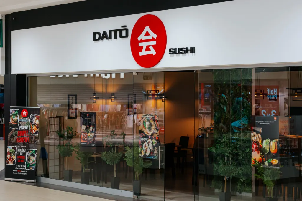 Wejście do restauracji Daito Sushi w CH M1 Czeladź